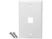 White 1 Port Hole Keystone Jack Flat Wall Plate with Smooth Surface 20 pack