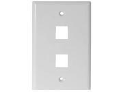 White 2 Port Hole Keystone Jack Flat Wall Plate with Smooth Surface 5 pack