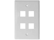 White 4 Port Hole Keystone Jack Flat Wall Plate with Smooth Surface 10 pack