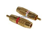 Gold RCA Male Coaxial Solder Connector Adapter for 6.5mm Coaxial Cable pair