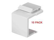 White Snap In Keystone for Blank Insert Face Wall Plate Panels Flat Plug 10 pk