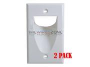 White 1 Gang Recessed Low Voltage Audio Video Cable Pass Through Wall Plate 2 pk