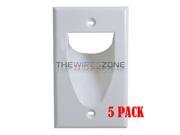 White 1 Gang Recessed Low Voltage Audio Video Cable Pass Through Wall Plate 5 pk