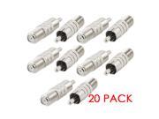 Coaxial Audio Video F Type Female to RCA Male RF Plug Adapter Connector 20 pk