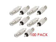 Coaxial Audio Video F Type Female to RCA Male RF Plug Adapter Connector 100 pk