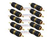 High Quality Gold Plated RCA Male to Male Barrel Connector Adapter 10 pack