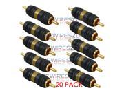 High Quality Gold Plated RCA Male to Male Barrel Connector Adapter 20 pack