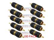 High Quality Gold Plated RCA Male to Male Barrel Connector Adapter 100 pack