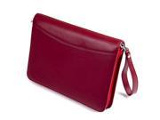 Genuine Leather Padfolio with Wrist Strap for iPad Mini and Small Notepad Red
