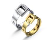Merdia Belt Style Stainless Steel Couple Rings Golden Silver Women 6 Men 9
