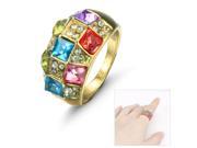 Merdia RPEW9C3 Luxurious Colorful Rhinestones Golden Finger Ring USA Size 7