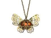 Merdia PPEW15C99 Vintage Antique Bronze Buttefly Pendant Sweater Chain Necklace