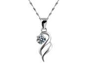 Merdia AAA Zirconia with 1mm Thick Italian Sterling Silver Angel Wing Pendant 18 Necklace
