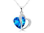 Merdia PSIW21C5 Rhodium Plated Elegant S925 Sterling Silver Diamond Accent Heart Zirconia Pendant Necklace 18 Blue