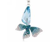 Merdia Blue Stylized Butterfly Wing Drop Crystal Pendant Necklace 16