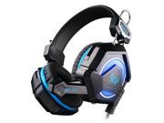 Qisan GS210 Professional Gaming Headphone with Mic Stereo Breathing LED Light for PC Gamer Black