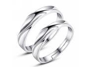 Merdia Euramerican S925 Sterling Silver Ripple Waves Design Adjustable Couples Rings Mens Womens Wedding Bands