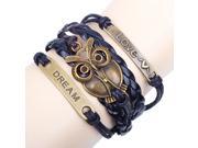 Retro PU Leather Bracelet Wristlet Bangle Wrist Band Decoration Ornament with Owl Pattern Decor for Women