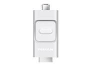 POFAN 3 in 1 128GB Mobile 8 Pin USB 3.0 Flash Drive U Disk for iPhone iPad Android Phones Silver