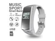 Makibes Wear ER Smart Sports Bracelet Ear wearing Heart Rate Monitor With Bluetooth Headset MP3 U Disk Silver