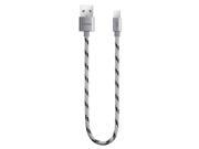 POFAN 2.4A 0.3M Nylon Weaving Rope Dual use Charging Cable Support Android And IOS Gray