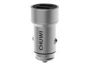 CHUWI Two Ports Smart Car Charger Full Metal 5V 3.4A Fast Charge Dual USB Car Charger With LED Light Silver