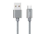 ROCK C2 Nylon Knitted Micro Data Charging Cable 1M Integrated Cable Tie High Quality Fast Charging SMOKY GRAY