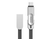 Rock RCB0440 1M 2 in 1 Type C Micro USB Data Sycn Charging Cable With Zinc alloy Black