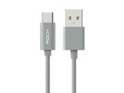 ROCK C2 1M Nylon Braided Type C USB Cable With Metal Shell Fast Charge Data Transfer Sync Data Line Gray