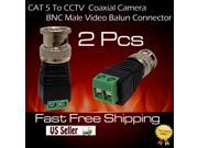 WennoW 2 pcs Coax CAT5 To CCTV Coaxial Camera BNC Male Video Balun Connector