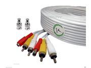 WennoW 120ft White Audio Video Power RCA Cable for Zmodo Security CCTV Camera