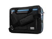 VanGoddy El Prado Three in One Backpack Briefcase and Messenger Bag for 15 to 17.3 inch Laptops Black Aqua