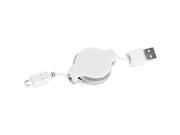 Micro USB to USB 2.0 retractable Charge and Sync cable White