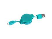 Micro USB to USB retractable Charge and Sync cable for All HTC phone devices Blue