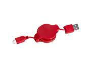 Micro USB to USB retractable Charge and Sync cable for All HTC phone devices Red