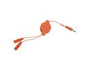 Retractable 3.2 Headphone Splitter 3.5mm Male to 2 3.5 mm Female Cable Compatible with All Android Devices Orange