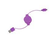 Micro USB retractable Charge and Sync cable Compatible with Tablet Devices Purple