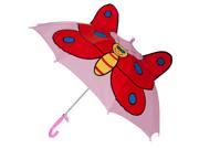 Kids Children Umbrella Automatic w Safety Whistle Pink Butterfly