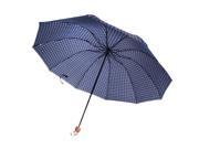 Wired 10 Frame Water Wind UV Resistant Shield Manual Umbrella Adult Sized Blue Plaid with Red Lining