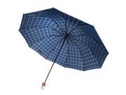 Wired 10 Frame Water Wind UV Resistant Shield Manual Umbrella Adult Sized Blue and Yellow Plaid