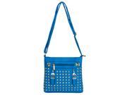 Rock Stud Cross Body Shoulder Woman s Carrying Bag Purse Blue