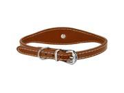 Faux Leather Dog Collar w Embellished Dog Insignia Brown
