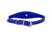 Faux Leather Dog Collar w Embellished Dog Insignia Blue