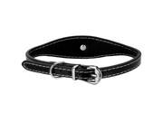 Faux Leather Dog Collar w Embellished Dog Insignia Black