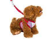 Striped Red Walking Dog Harness w Leash Medium