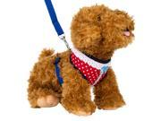 PolkaDot Choke Free Dog Harness w Leash Red Blue