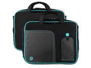 VANGODDY Pindar Laptop Carrying Case Bag with Adjustable Shoulder Strap fits up to 15 15.6 inch Laptops Ultrabooks Black and Aqua