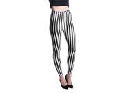 Young Lady Woman s Fashion Leggings [One Size Fits Most] Zebra Thin Stripes