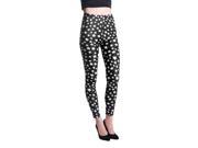 Young Lady Woman s Fashion Leggings [One Size Fits Most] Black and White Stars