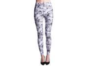 Young Lady Woman s Fashion Leggings [One Size Fits Most] Black and White Floral